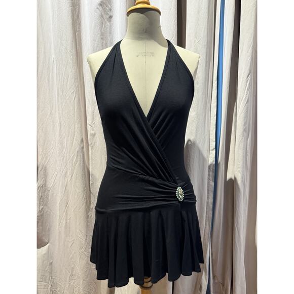 Vintage 90s Sexy Wrap Halter Mini Dress M/L Unworn! - Picture 1 of 4